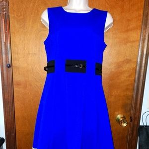 Calvin Klein Belted Blue Dress
